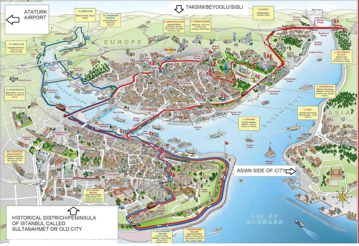 Mappa attrazioni principali Istanbul