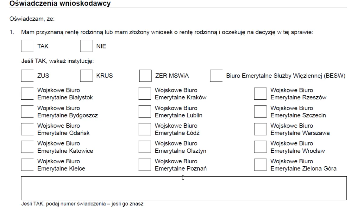 Lista dokumentów ZUS renta rodzinna