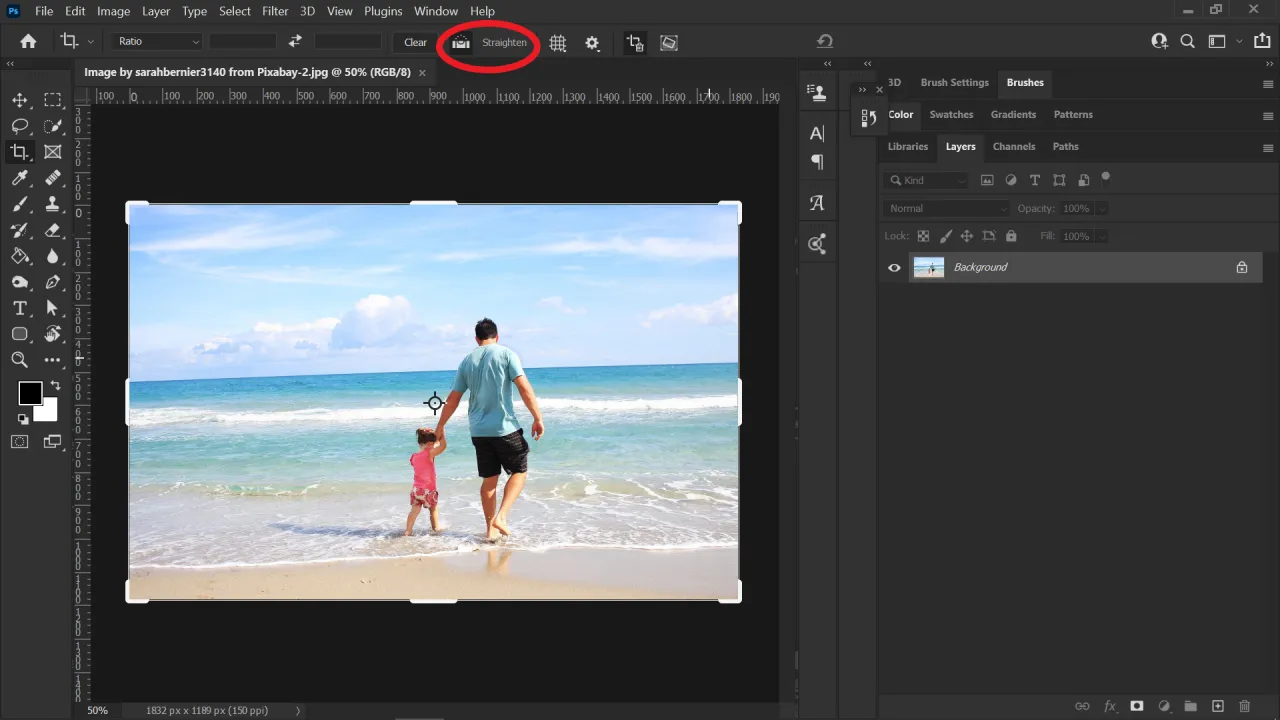 Photoshop Straighten Tool example