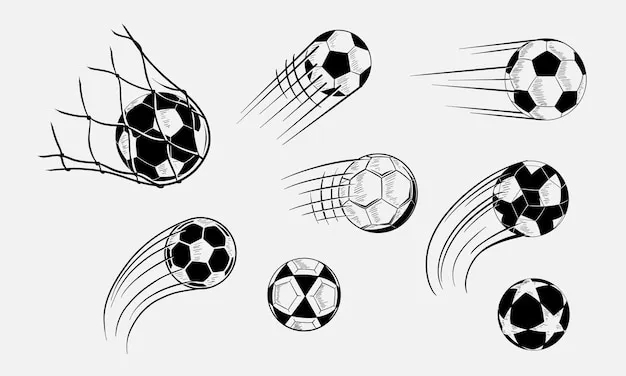 Rysowanie fałd na ubraniach sportowych piłka w ruchu