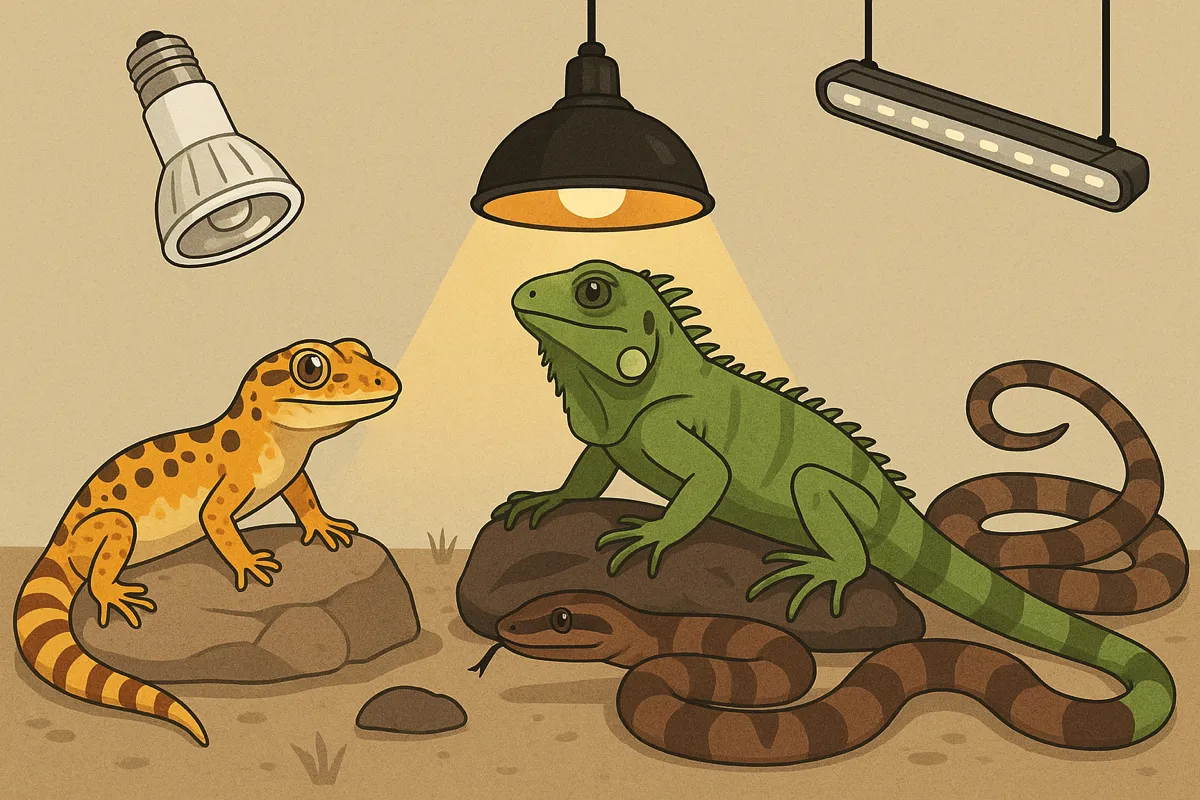 Gekon lamparci pod lampą UVB