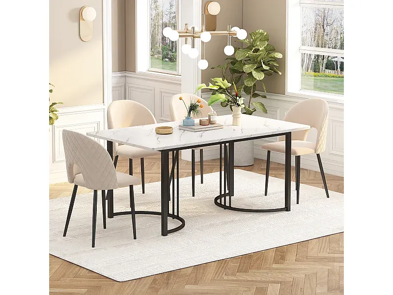 Mieszanie materiał&oacute;w w jadalni: drewno, metal, aksamit