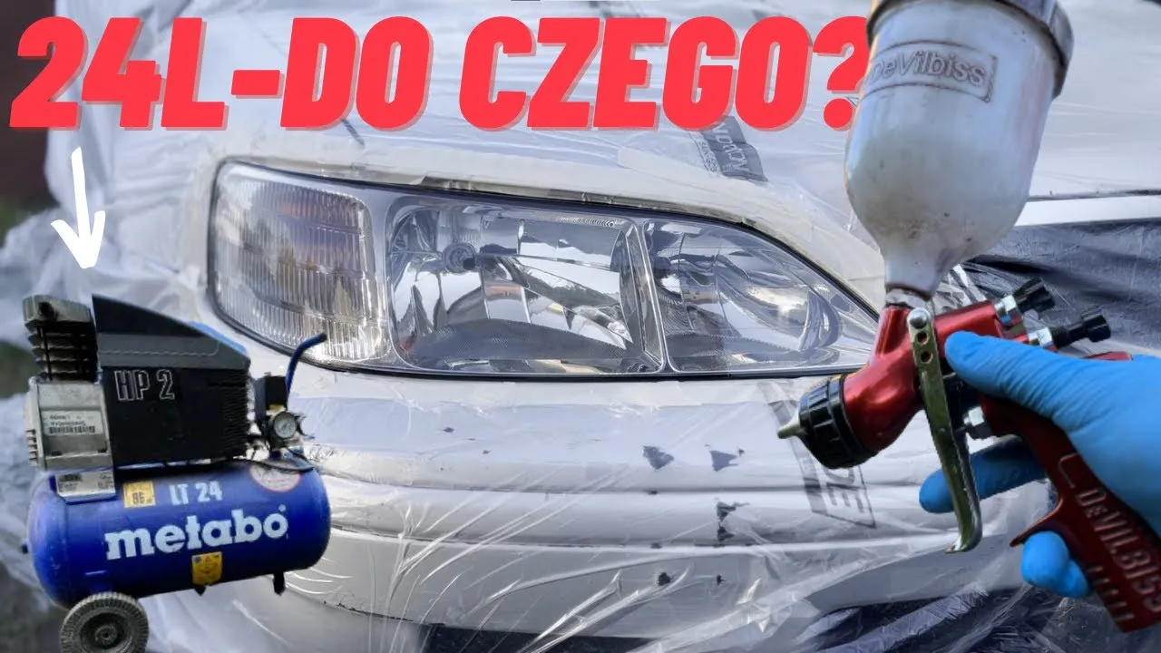 Malowanie samochodu kompresorem 24l, nier&oacute;wna powłoka