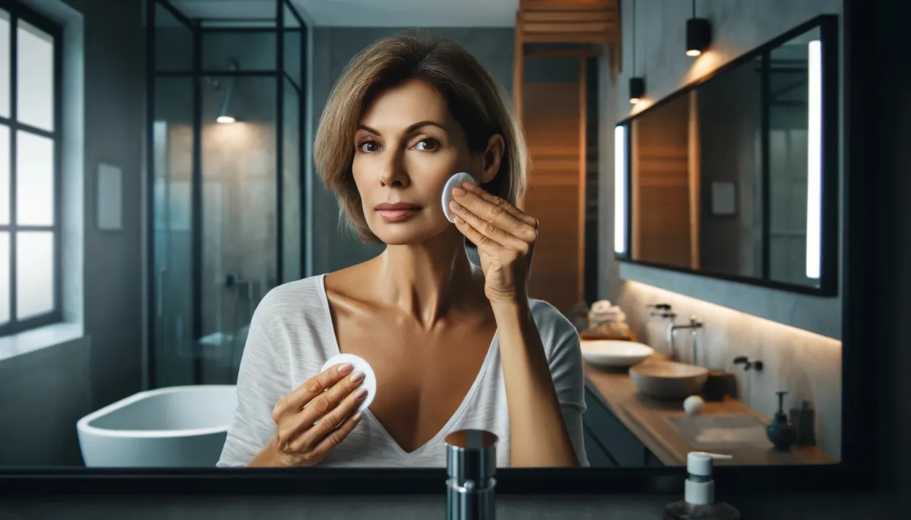 Kobieta zmywająca makijaż