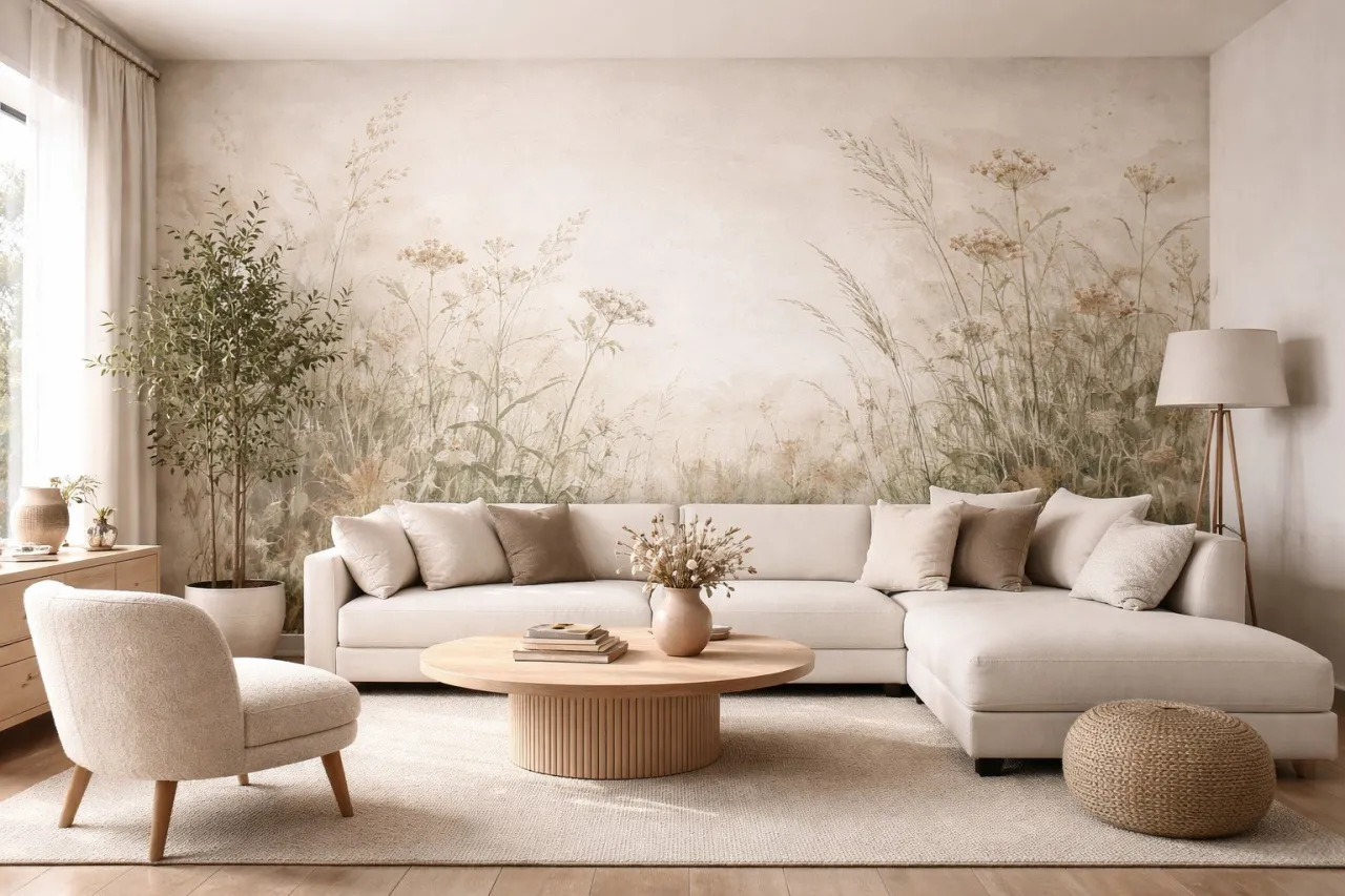 Modne kolory tapet do białych mebli 2026