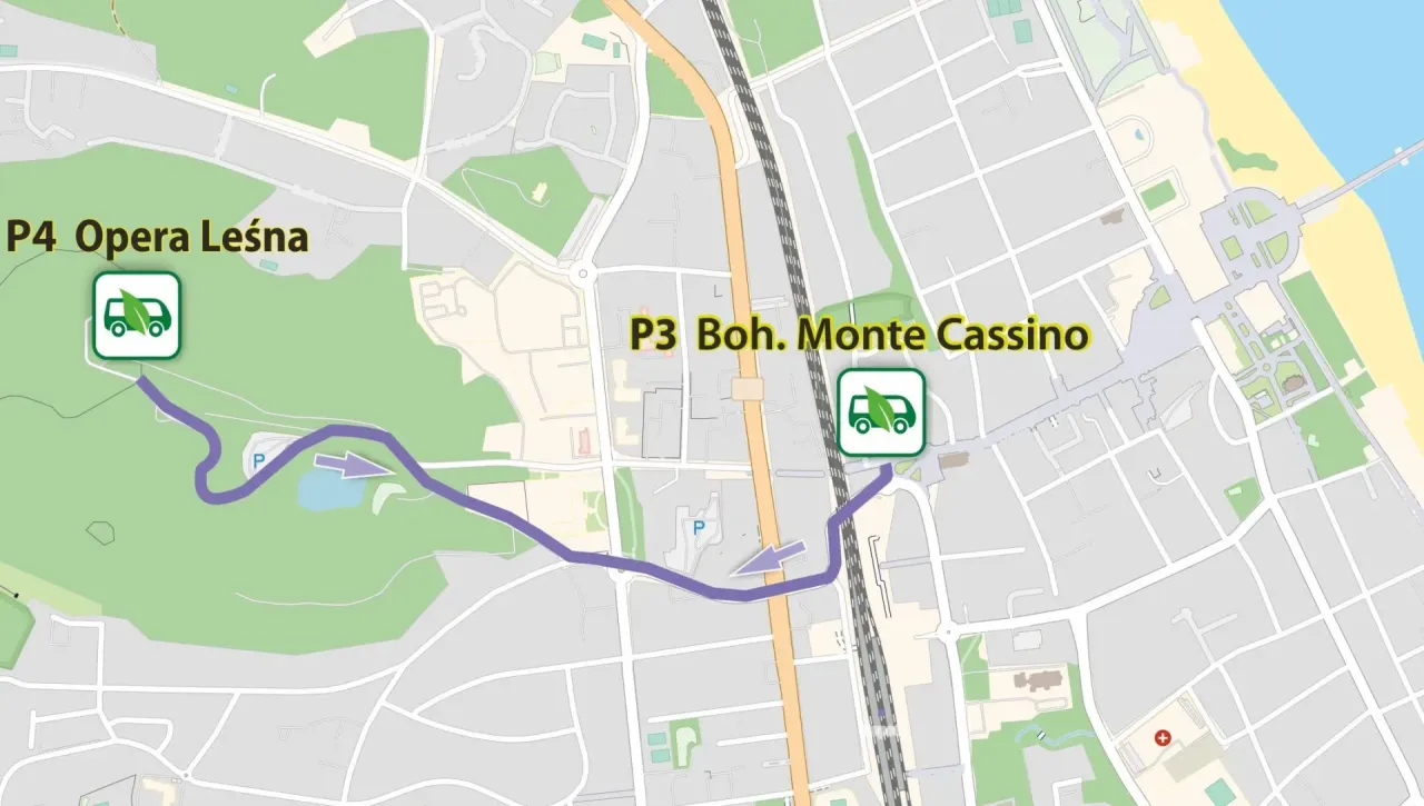 mapa SKM Sopot Opera Leśna parkingi