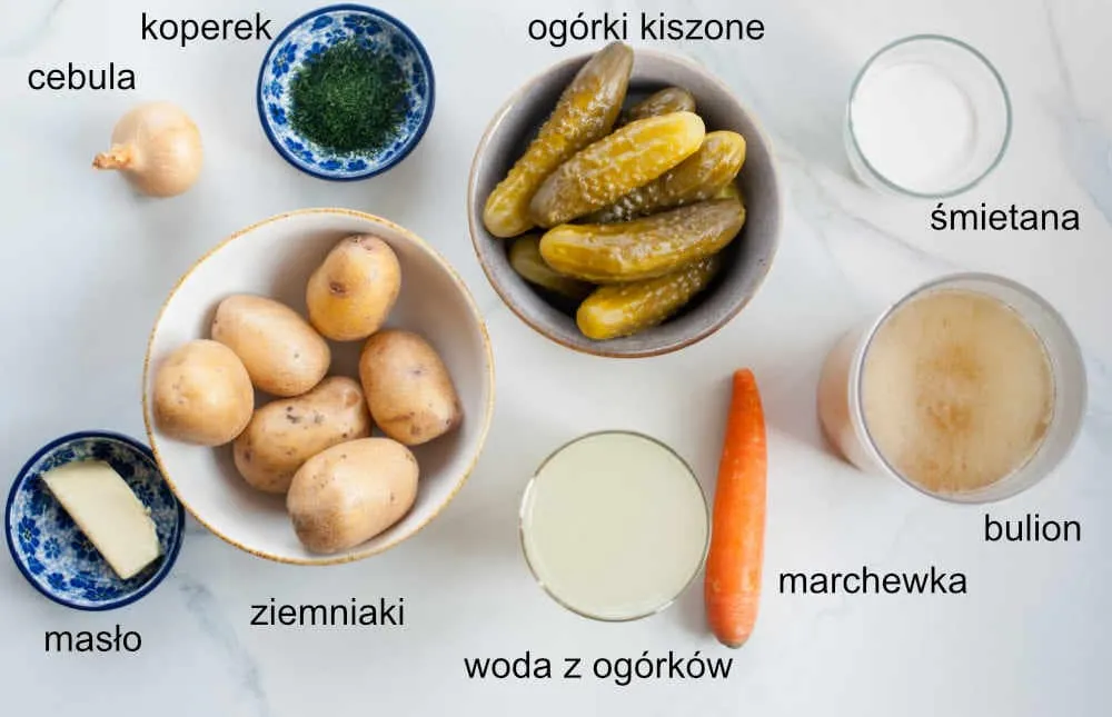 Składniki na zupę ogórkową