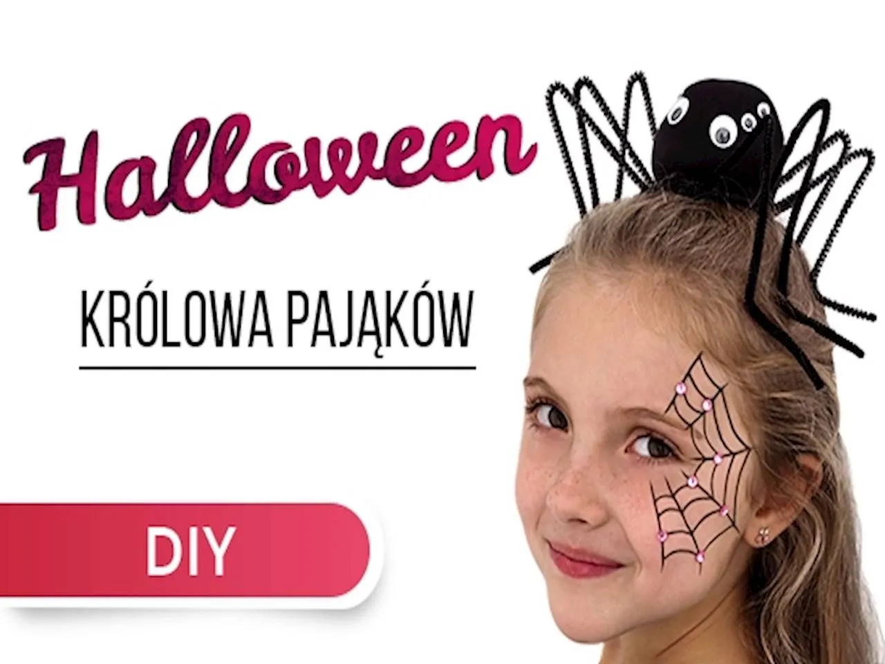 kreatywne oczy pająka DIY, makijaż pająka dla dziecka
