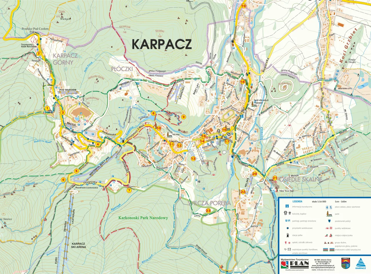 Mapa Karpacza atrakcje noclegi