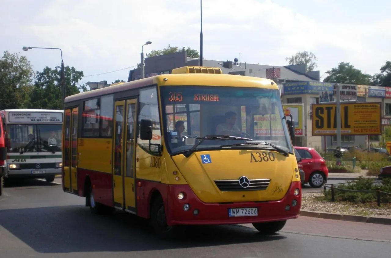 mapa trasy autobus 305 warszawa konstancin