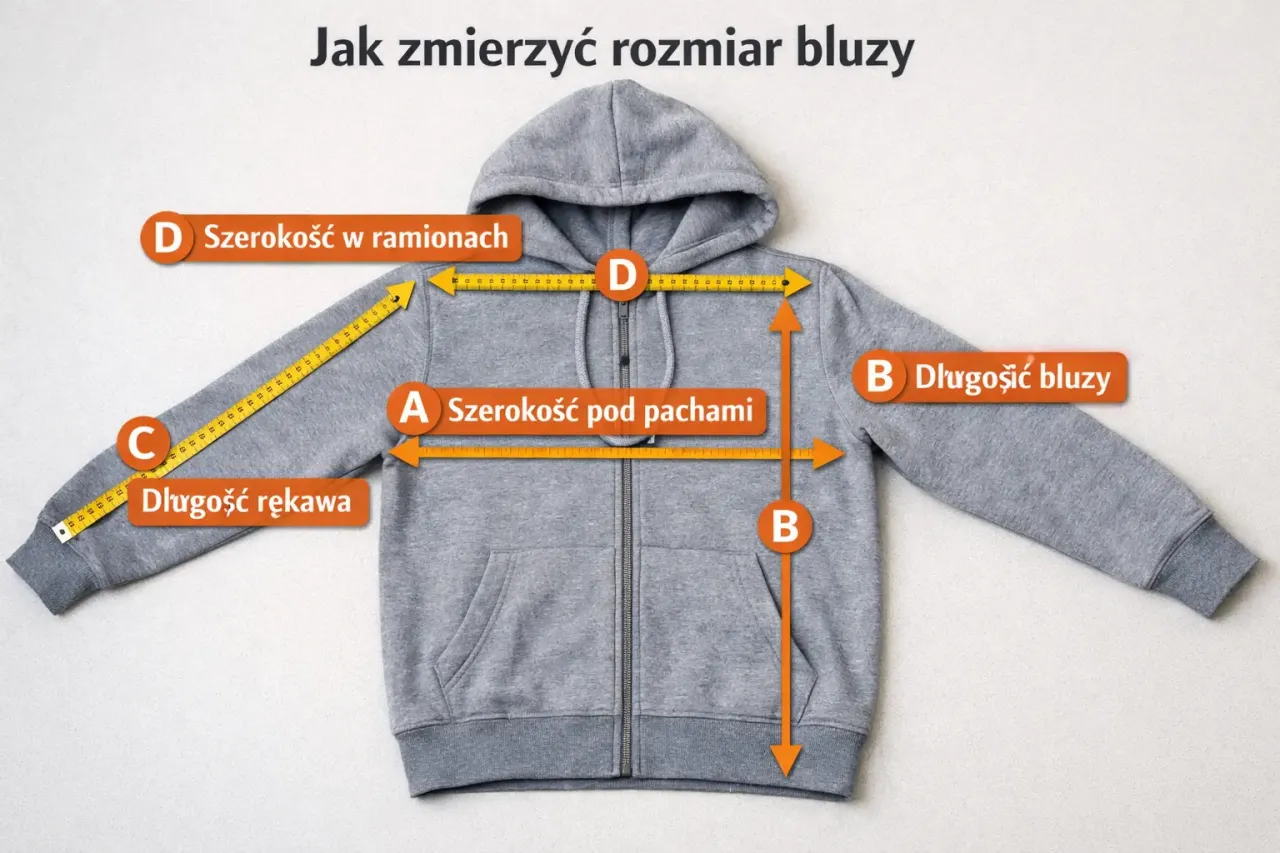 jak mierzyć bluzę na płasko