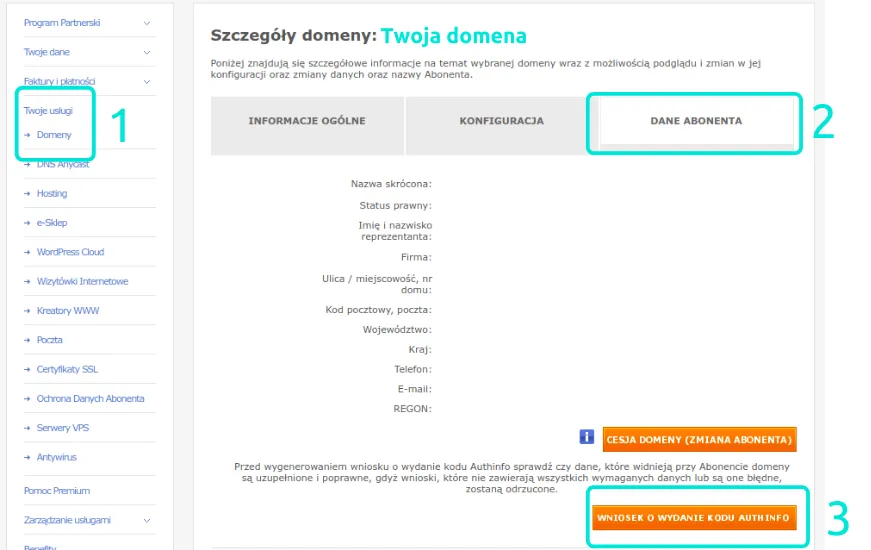 checklist przeniesienie domeny