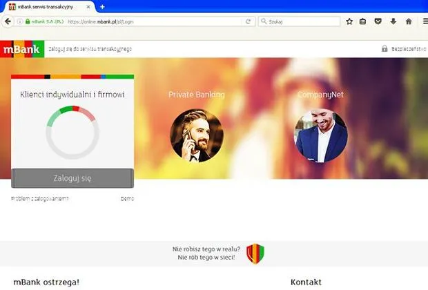 mBank serwis transakcyjny ekran logowania