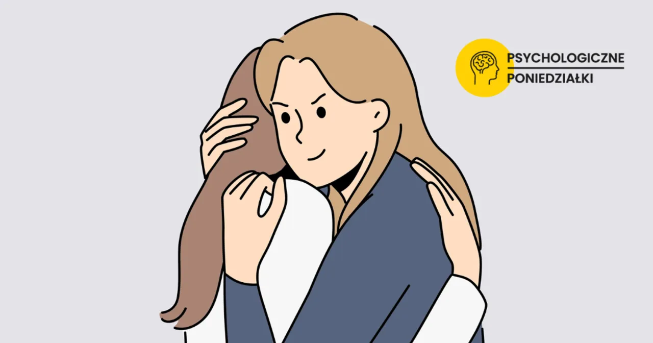 Dwie kobiety obejmują się czule. Jedna z nich, z blond włosami, uśmiecha się ciepło, okazując wsparcie. To dow&oacute;d, że warto być dobrym człowiekiem.