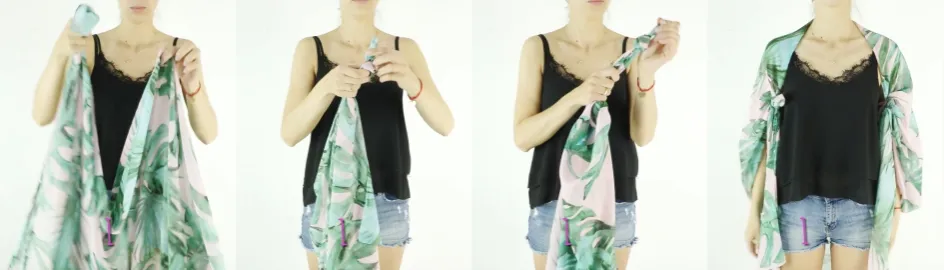 różne sposoby wiązania chusty na bluzkę