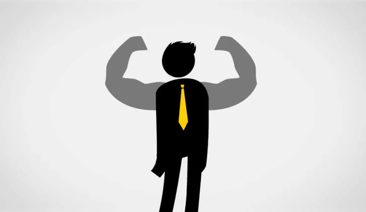 Mężczyzna pokonujący strach, symbol pewności siebie