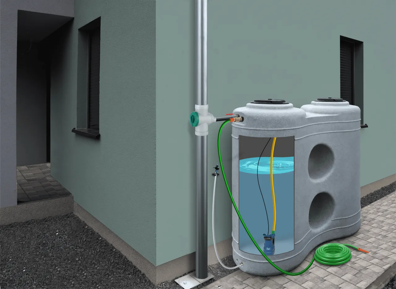 zbiornik na deszcz&oacute;wkę naziemny i podziemny