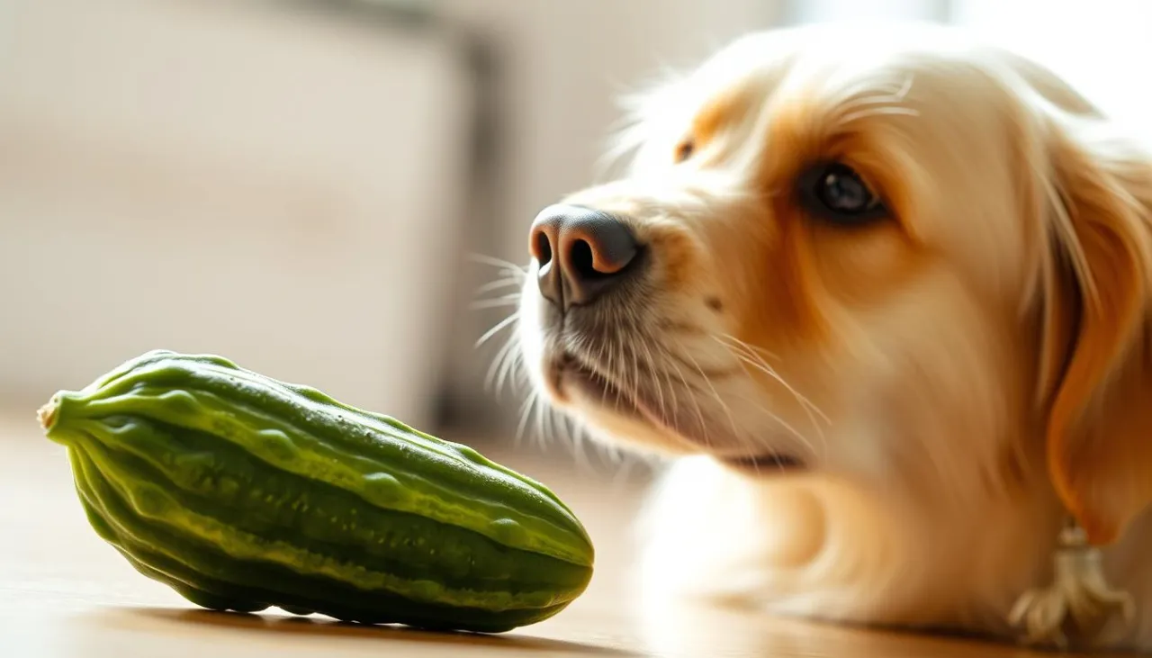 pies patrzący na słoik z ogórkami kiszonymi