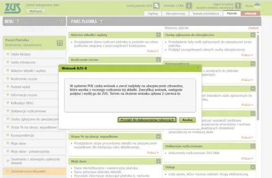 wniosek RZS-R PUE ZUS