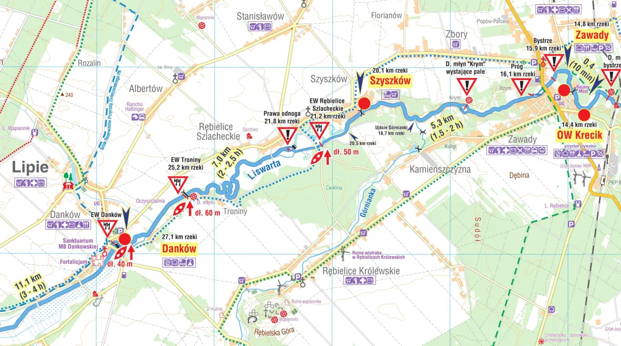 mapa tras kajakowych śląsk