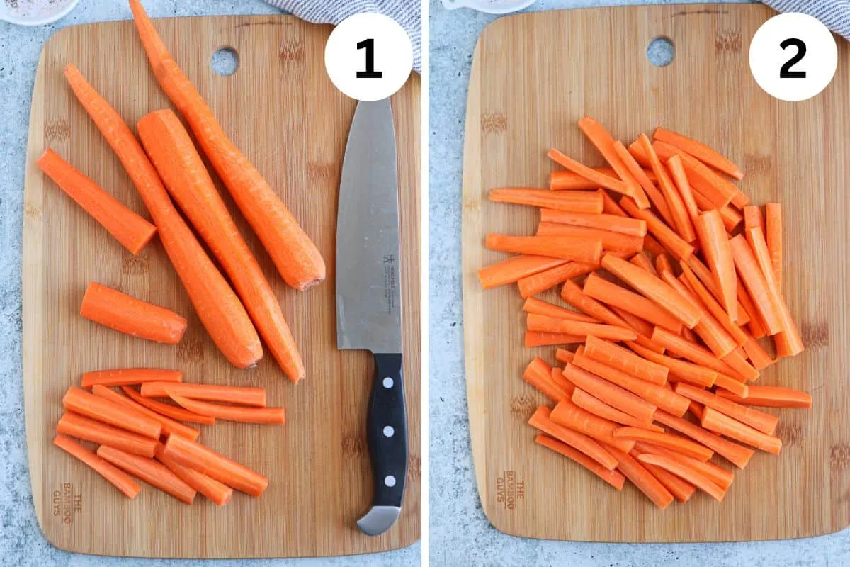 cutting carrots into fries