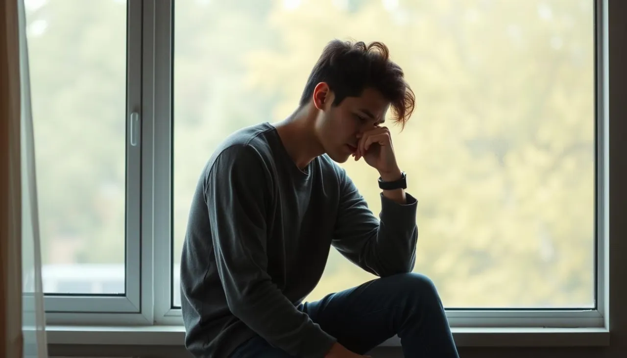 Osoba zamyślona w trudnej sytuacji życiowej