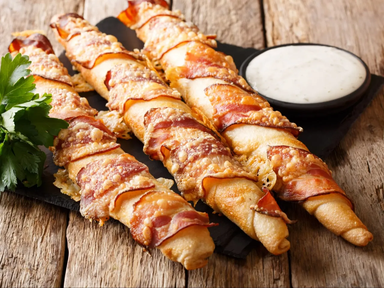 Gotowe ciasto na pizzę co zrobić? Spróbuj tych pysznych paluszków z boczkiem i serem, idealnych na przekąskę.