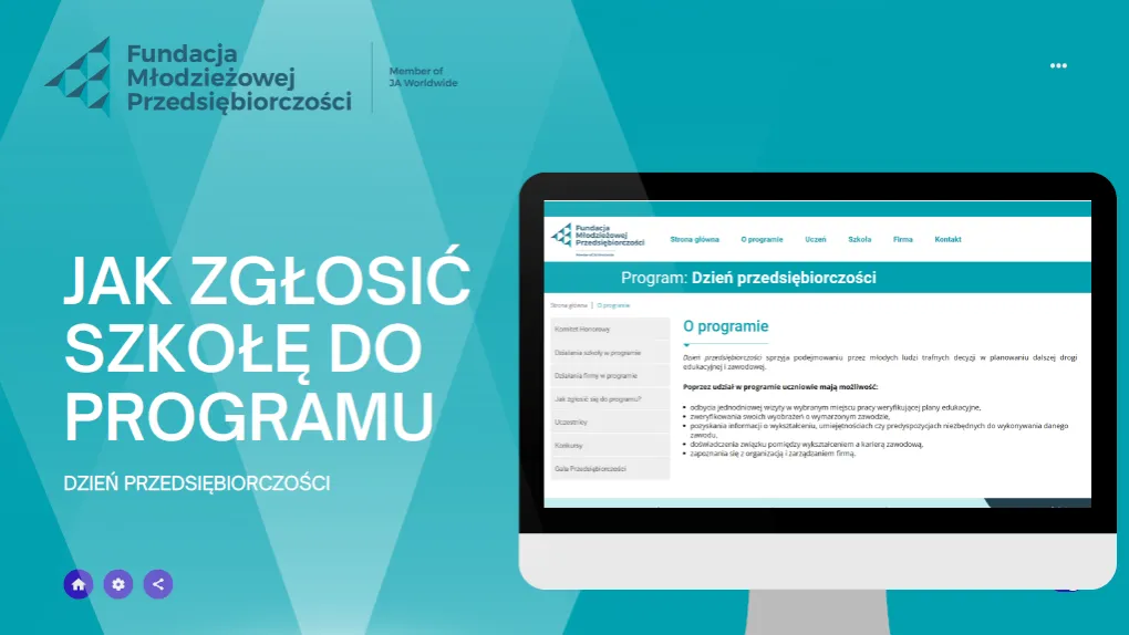 Uczniowie rozmawiający z przedstawicielem firmy podczas Dnia Przedsiębiorczości