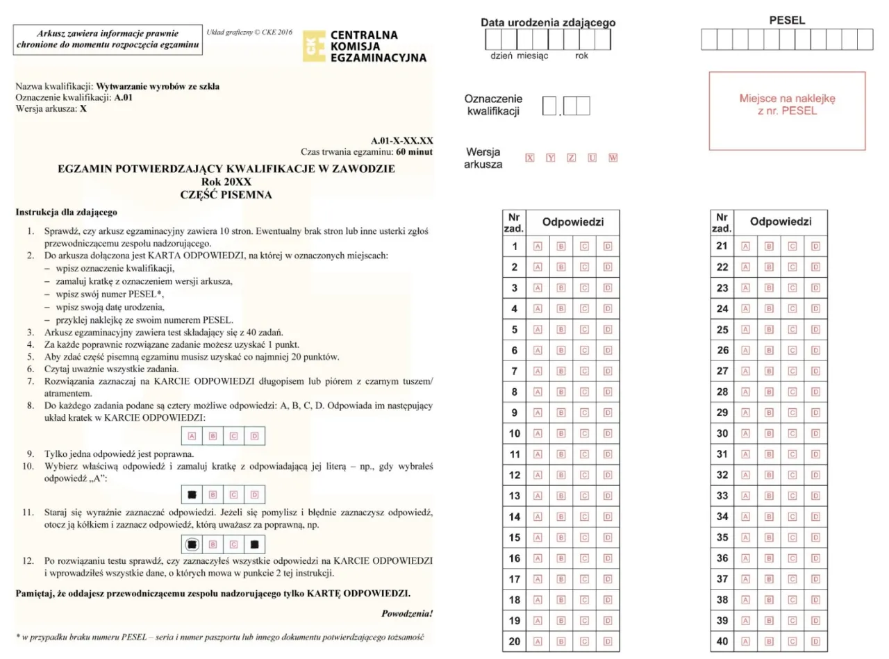 Egzamin zawodowy test pisemny i praktyczny