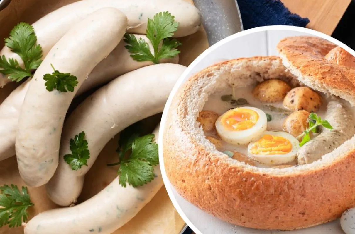 Surowa i parzona biała kiełbasa różnice