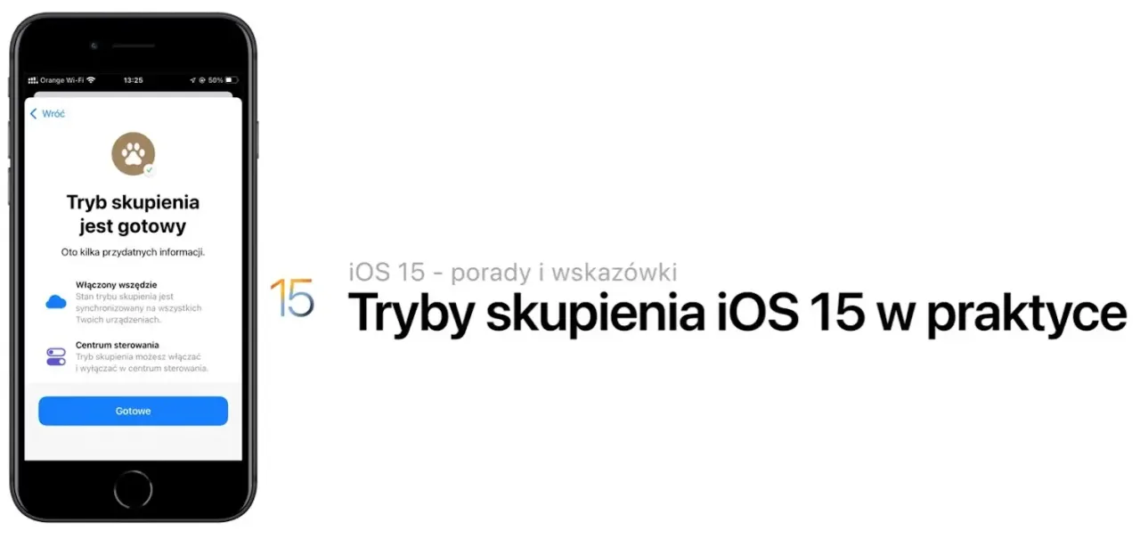iPhone Centrum Sterowania tryb skupienia