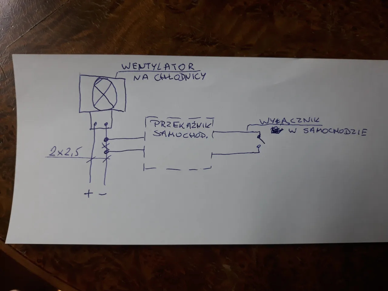 schemat podłączenia przekaźnika samochodowego wentylatora