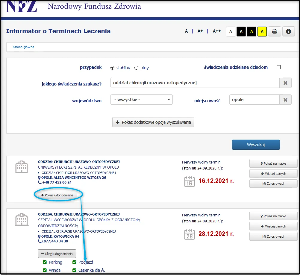 informator nfz terminy leczenia, wyszukiwarka nfz