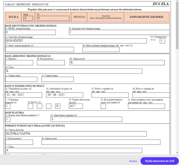 e-ZLA zwolnienie lekarskie po ustaniu zatrudnienia