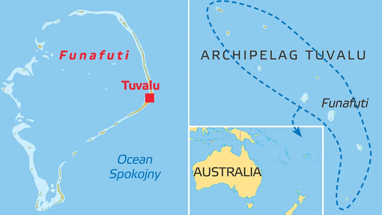 Mapa Tuvalu na Oceanie Spokojnym