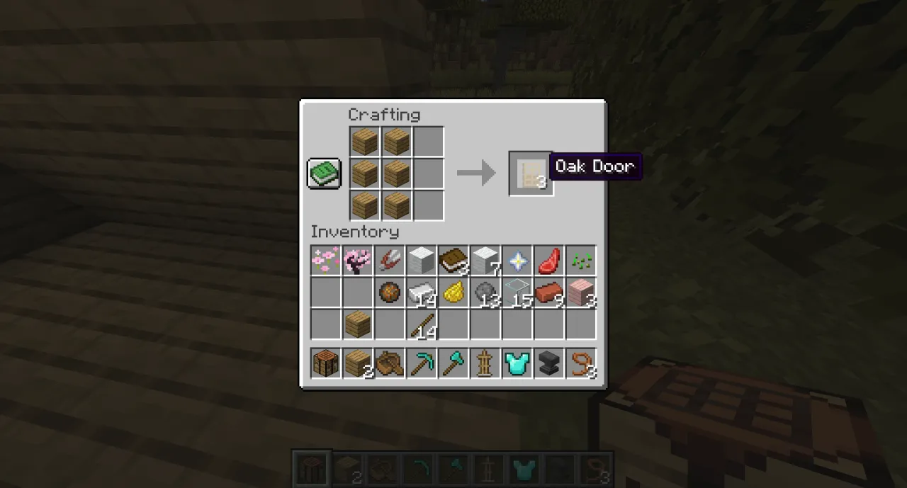 Minecraft crafting recipe wooden door
