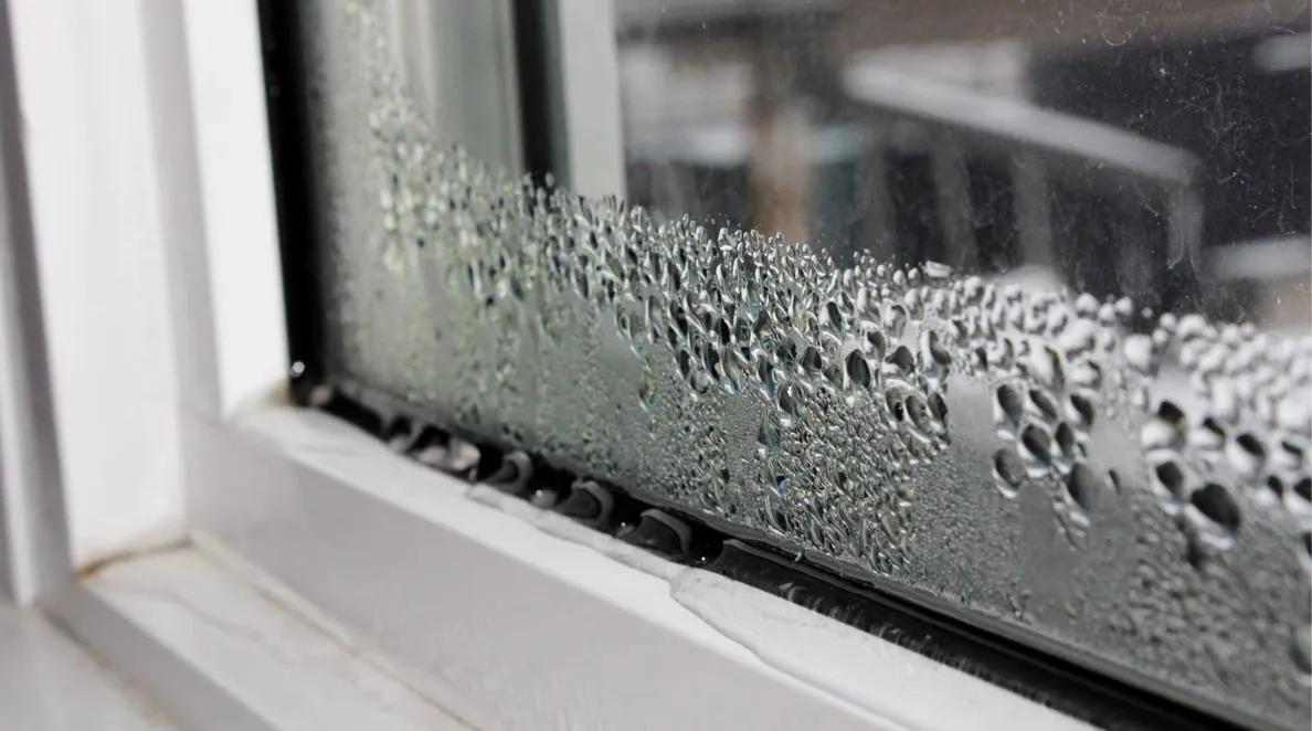 zaparowane okno od wewnątrz