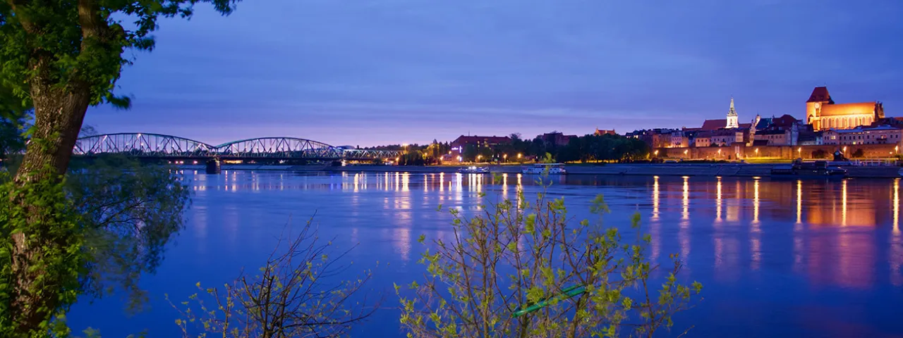 Panorama Torunia z Kępy Bazarowej