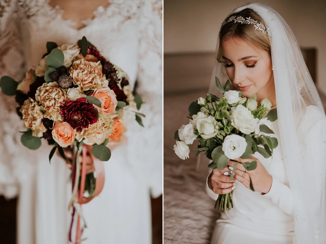 wiązanki ślubne dopasowane do sukni style