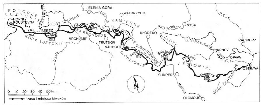 Mapa dojazdu z Poznania w Sudety