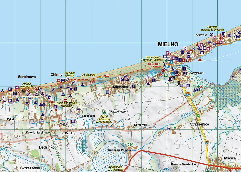 Mielno i okolice mapa atrakcji