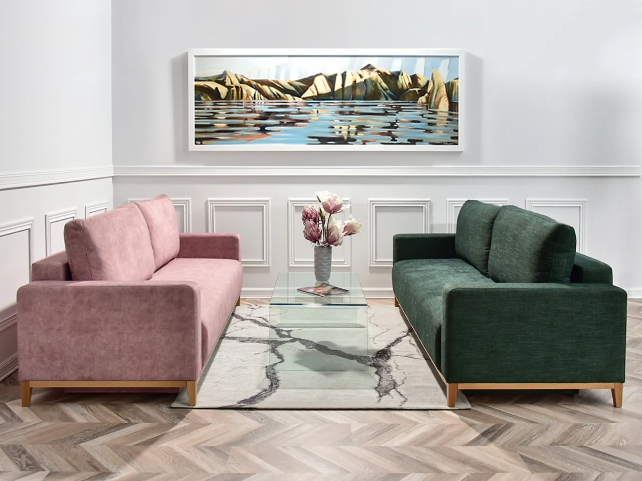 Salon z dwiema kanapami aranżacje