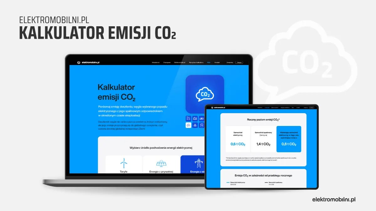 Interfejs prostego kalkulatora emisji CO2 online lub schemat procesu obliczeniowego