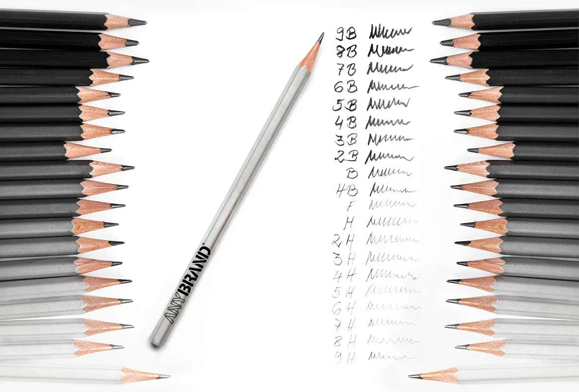 verschiedene Bleistifthärtegrade und Zeichenmaterialien