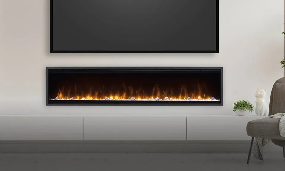 ściana RTV z kominkiem elektrycznym inspiracje