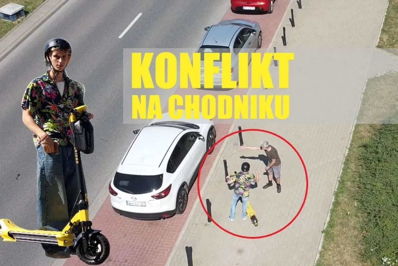 hulajnoga elektryczna na chodniku z pieszymi