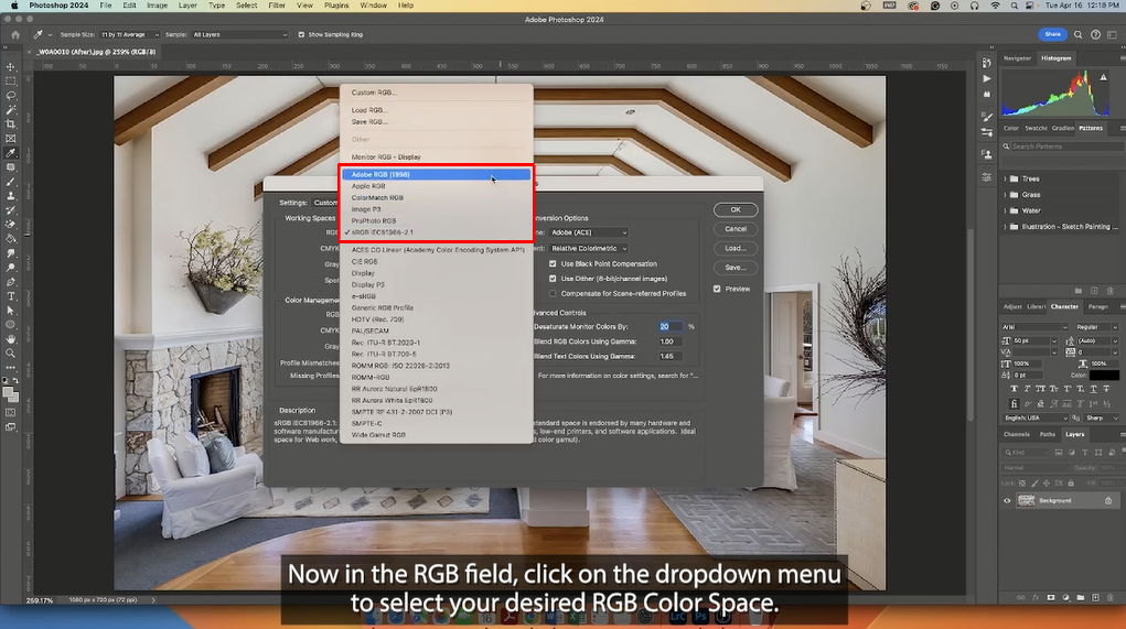 Adobe Photoshop change color mode