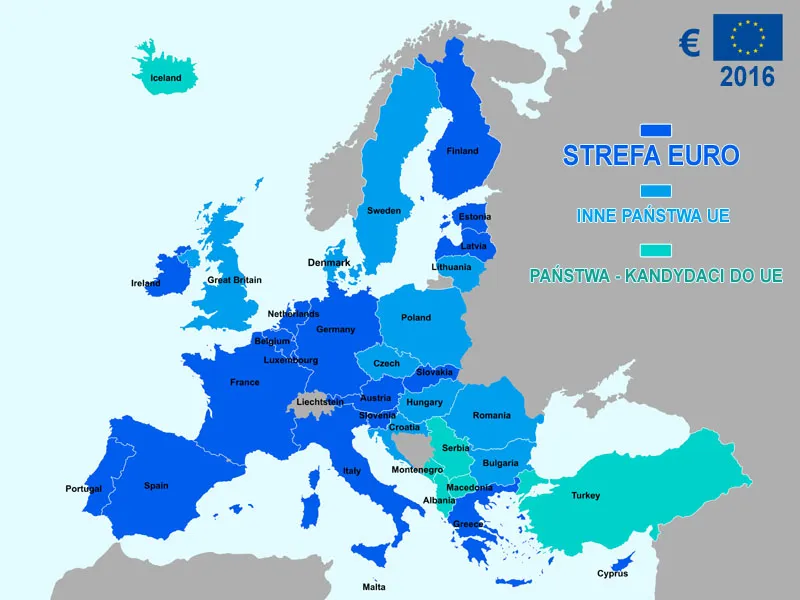 Mapa Unii Europejskiej z wyr&oacute;żnionymi krajami VAT-UE