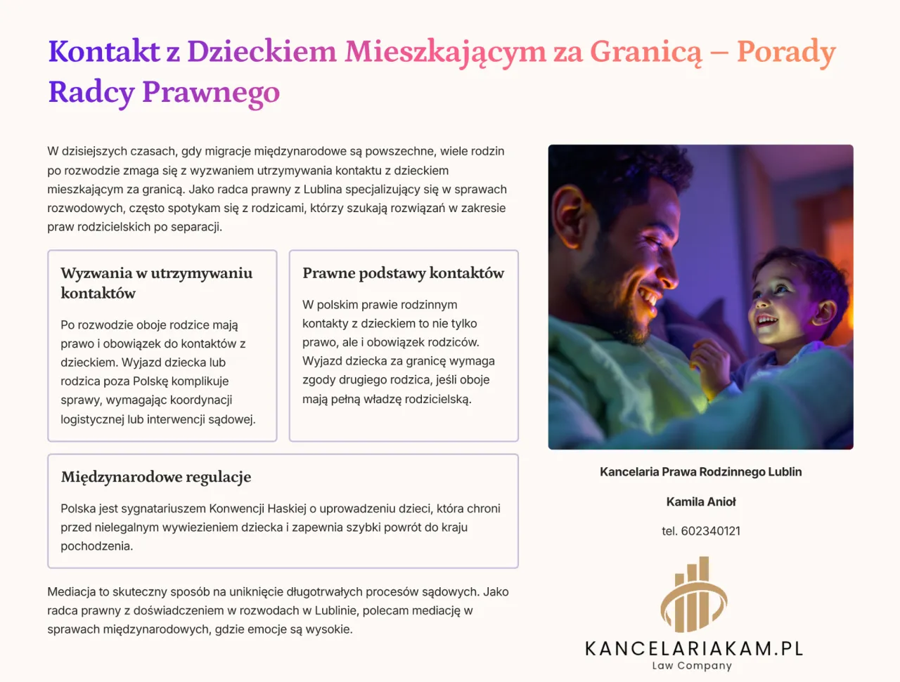 Rodzicielstwo po rozwodzie, uregulowanie kontakt&oacute;w z dzieckiem