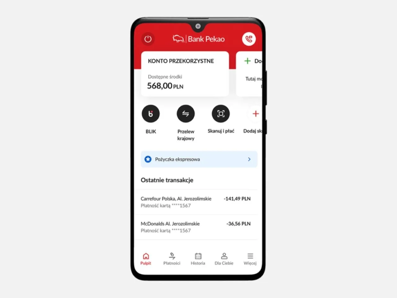 Aplikacja Peako pokazuje saldo 568 zł. Zobacz, jak aktywować kartę Peako przez internet, by wygodnie zarządzać finansami.